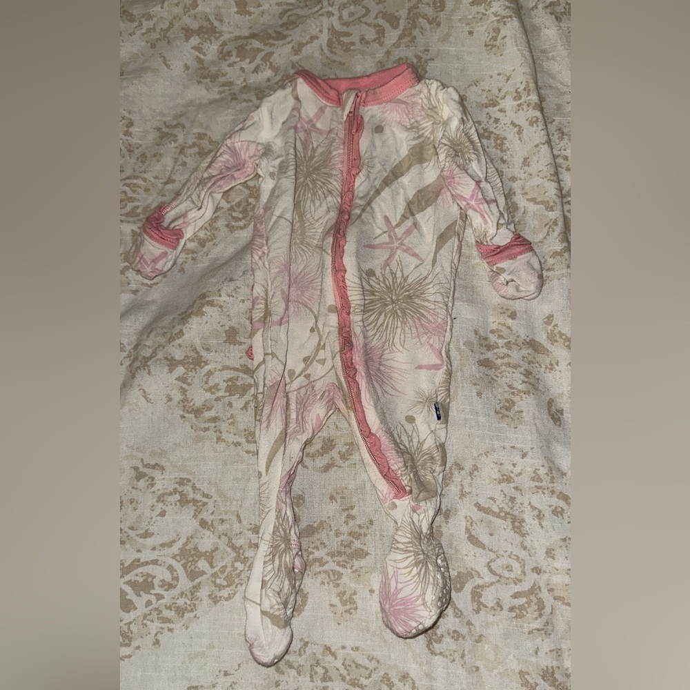 Kickee Pants Pink and Cream Sea Creatures Footie